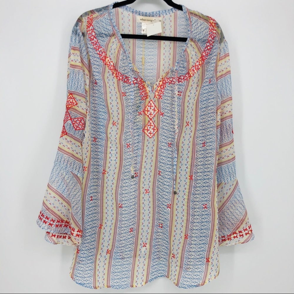 NWT Urban Mangoz Sheer Embroidered Blouse Size 3X